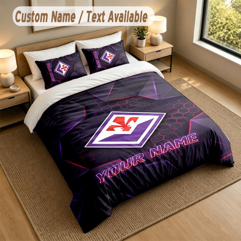 3Pcs Bedding Set Custom Name Text, 1 Sheet 2 Pillowcases Home Bed DecorFiorentina FC