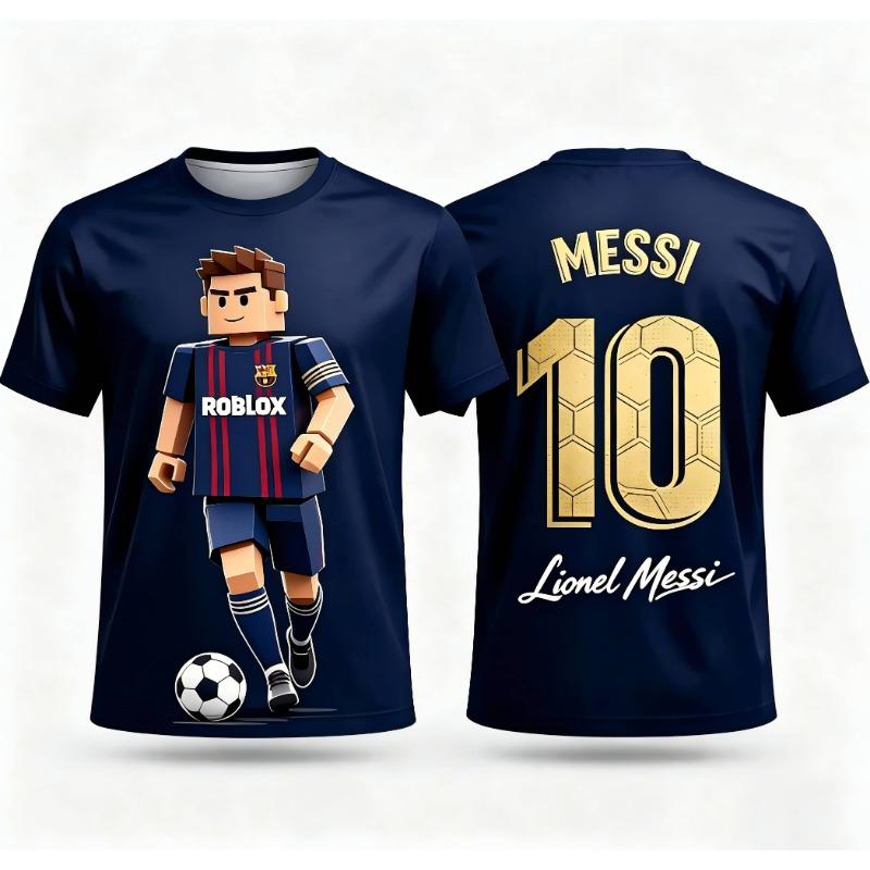 Roblox Children T-Shirt Custom Ronaldo Name Number 3D Print Jersey Style Short Sleeve Casual Kids Summer Sportswear for Fans