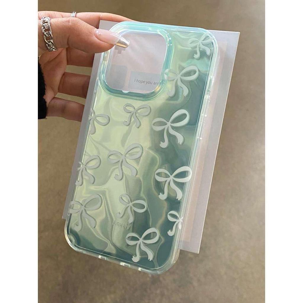 Mint Green Bow Soft Case for iPhone 12/13/14/15 Pro Max
