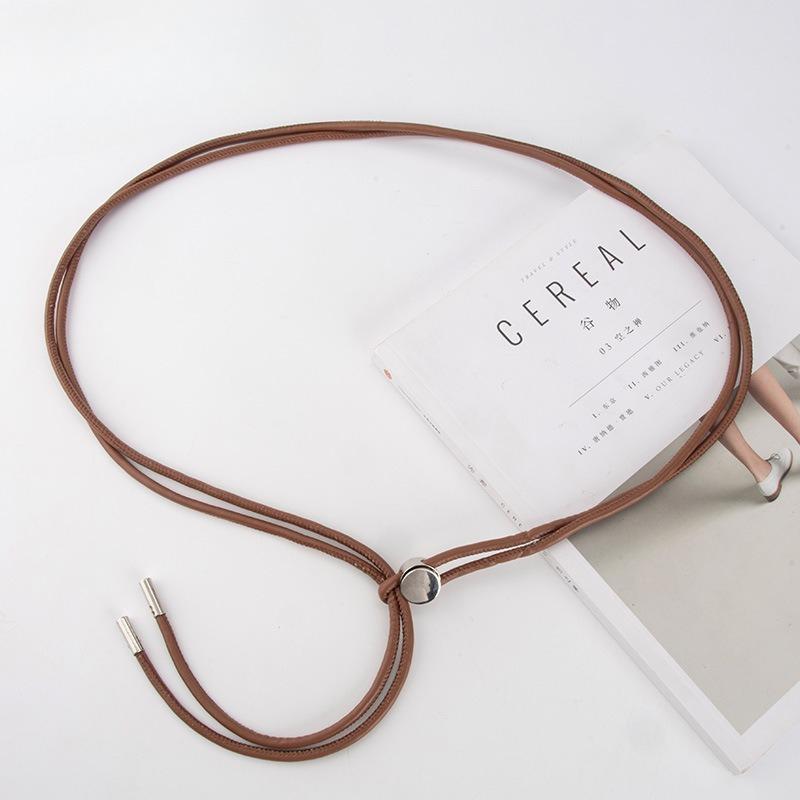 

New soft knotted thin waistband for women s decoration, paired with a dress with a high-end feel, PU body chain and waist rope for women