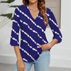 Women's V-neck Gradient Print Three-quarter Sleeve Fashion Top