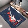 "I Love Bass Guitar Pattern Carpet with Red Guitar On Dark Background" Suitable for Use As an Anti-slip for Living Room Bedroom Sofas