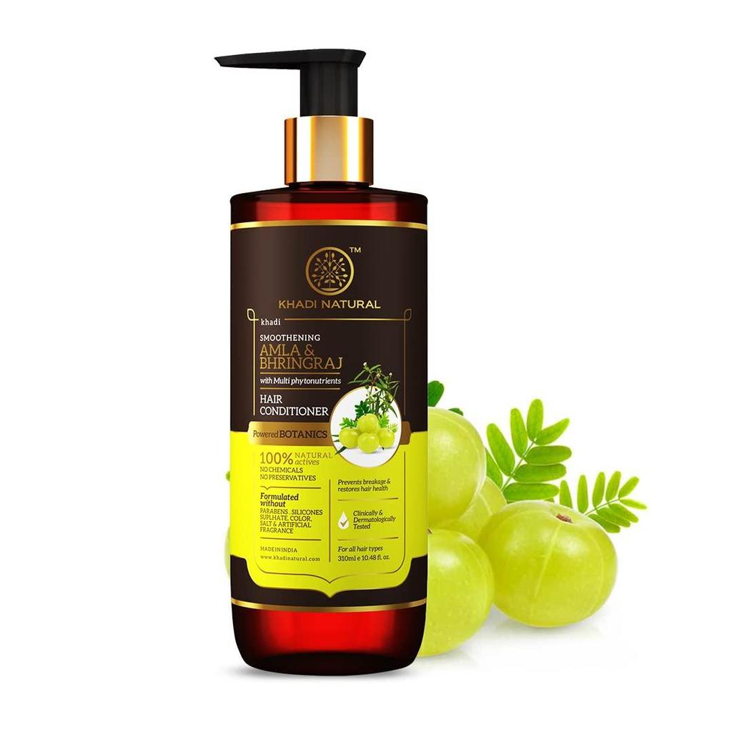 KHADI NATURAL Amla & Bhringraj Haarspülung | Nährt das Haar | Spülung für geschmeidiges Haar | Paraben-, Silikonfrei | Pflanzliche Kraft | 310 ml