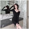 He Xiaoben Fragrant Celebrity Sexy Temperament Irregular Suspender Off-the-shoulder Dress Hip-wrapped Short Dress Black Dress