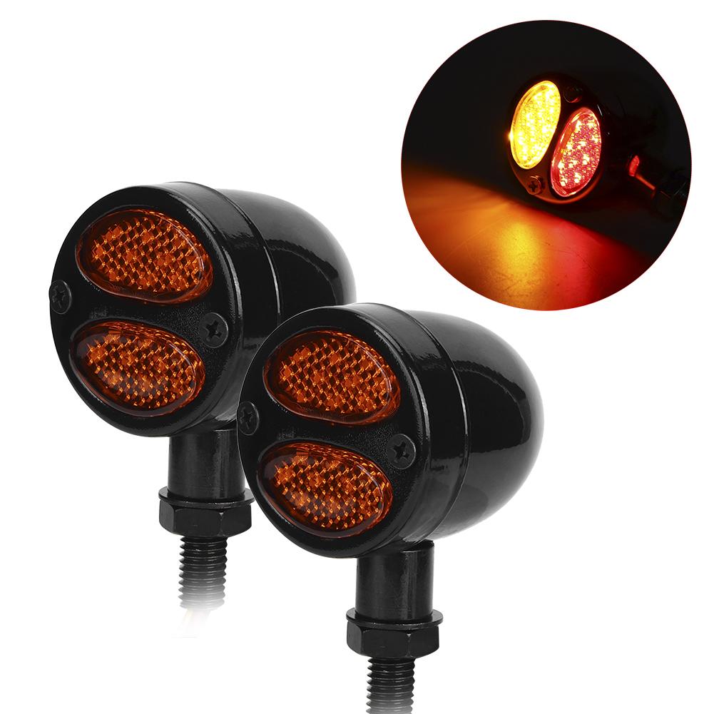 Motorcycle LED Turn Signal Light Brake Lamp Metal Shell Blinker Flashers 12V 4 WiresBlack