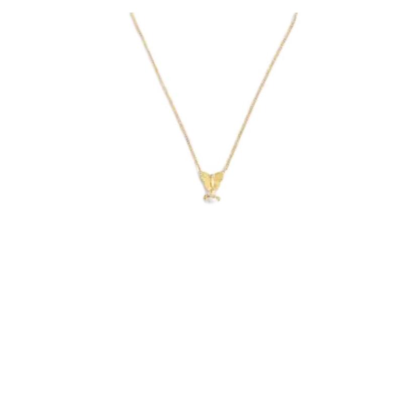 COACH Butterfly design brass plated glass cubic zirconia pearl necklace women s gold