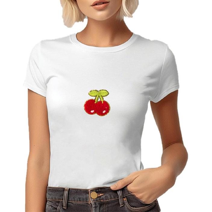 

Cherry Chenille Embroidery Patches Iron On Patch Glitter Edge DIY Clothes Fruit Applique for Clothing Jackets T-Shirt Jeans Sewing DIY Crafts