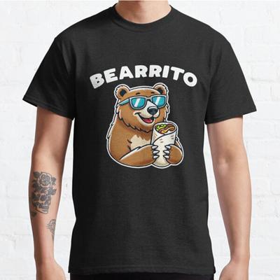 Men Fashion Casual Short Sleeves Bearrito Black Tees Oversized T-shirts