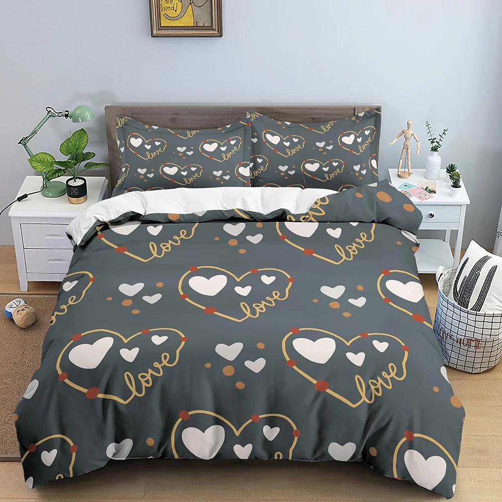 Comforter 3D Romantic Valentines Day Red Rose Bear Printed For Girl Queen S Luxury Bedding