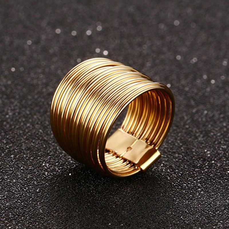 Anelli Statement da Donna per Festa Cocktail Regalo Gioielli, Eleganti Anelli Rotanti Intrecciati in Acciaio Inossidabile Larghi 15MM