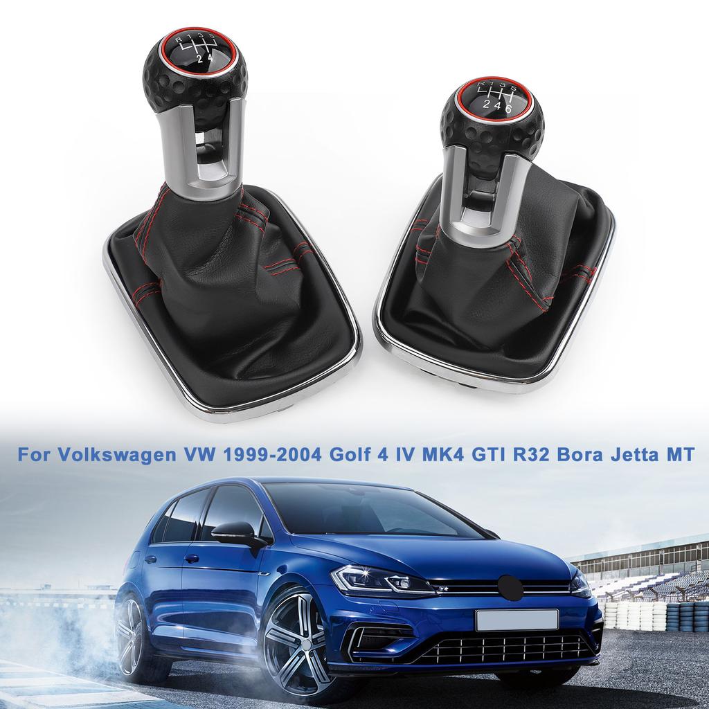 5 / 6 Speed Black Frame Gear Shift Knob Lever Gaiter Boot 1999-2004 12mm For Volkswagen VW Golf 4 IV MK4 GTI R32 Bora Jetta
