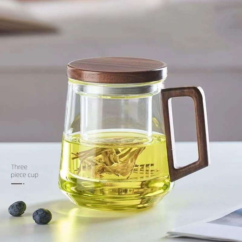 thickening Heat-resistant glass tea cup Transparent Grey Built in filter Tea set and water cup High quality home office Supplies