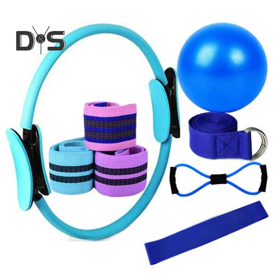 11ks/Sada Jóga Fitness Sada s Pilates kruhem Jóga míčem Glute Booty Páskou Osmičkovou odporovou gumou Strečinkovým pásem Domácí posilovací fitness vybavení