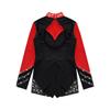 Kids Girls Stylish Clothing Long Sleeve Stand Collar Shiny Rhinestone Decor Contrast Color Gymnastic Dance Jumpsuit