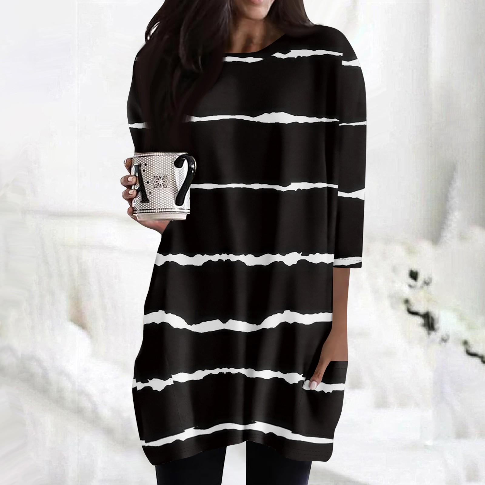 

Женские повседневные рубашки с рукавами 3/4, модные туники с принтом, топы с карманами XXXL