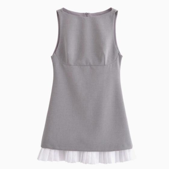 Europäisches & Amerikanisches Damen Schlankmachendes Color-Block Popeline Patchwork Kurzes Kleid - Modischer Temperament Stil