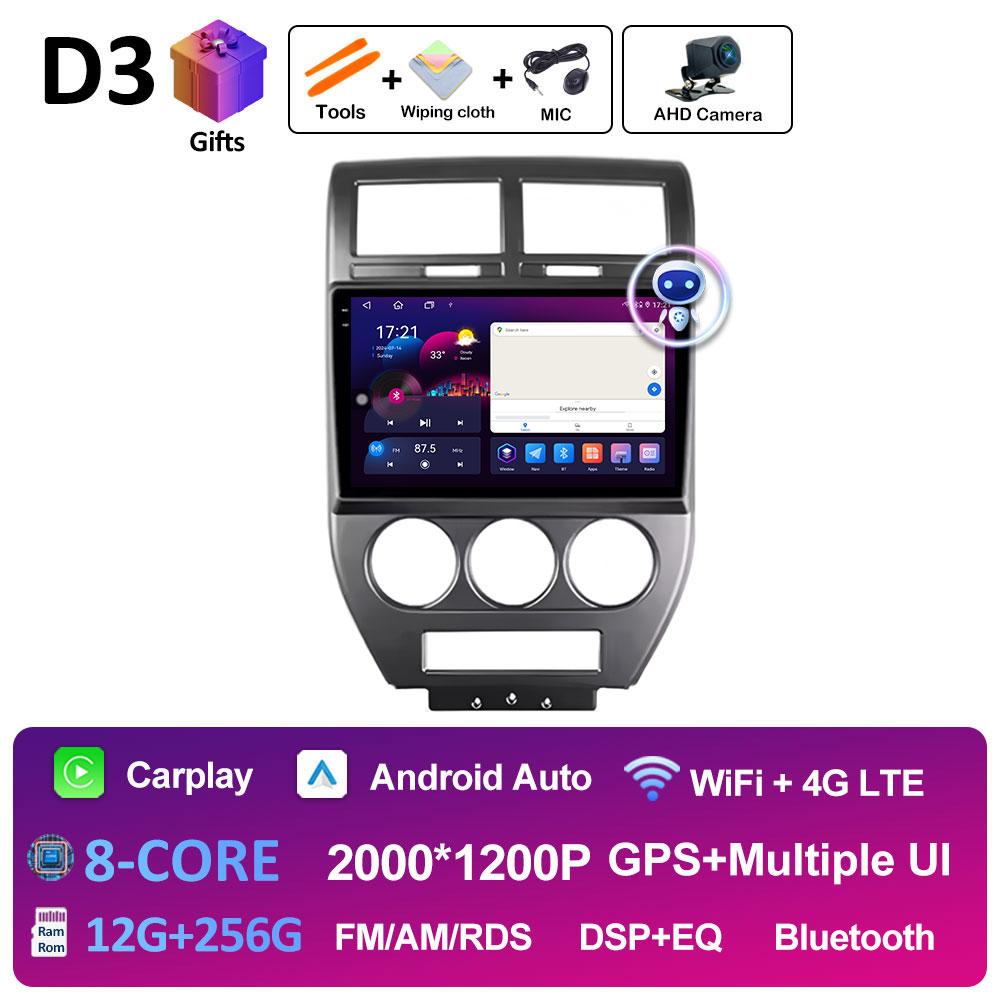 WIFI Android 14 Wireless Carplay For Jeep Compass 1 MK 2006 2007 2008 2009 2010 Car Multimedia Audio Video Player GPS Navigation