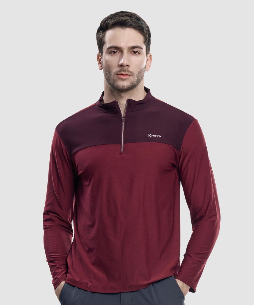 EXTRASPORTY Top Secret Men'S Color-Blocked Long Sleeve Zip-Up T-Shirt 6 Colors (Type A)