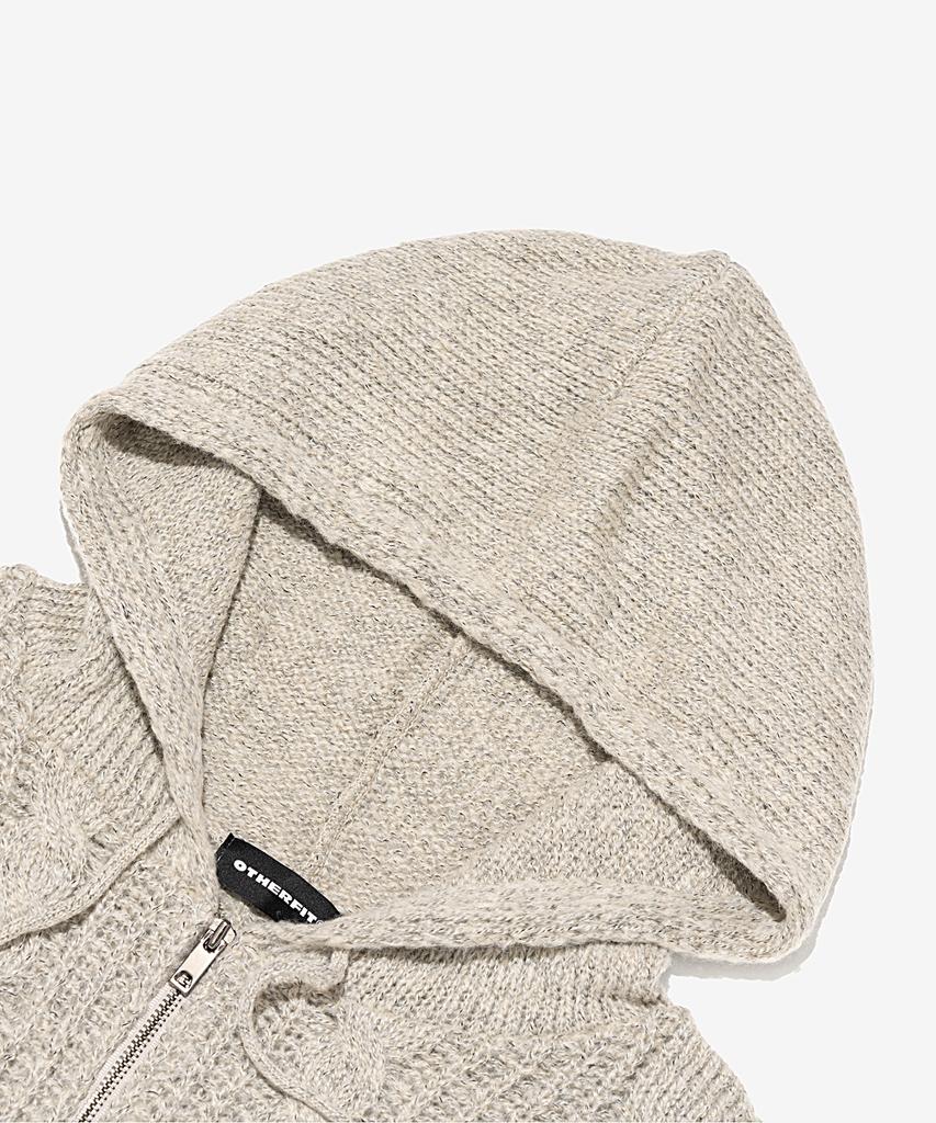 Otherfits Cable Weight Knit Zip-Up Hoodie (Beige)