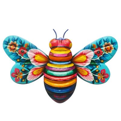 3D Bee Hanging Decorations Honeybee Sculpture Wall Accents Decoration Crafts Ornament for Courtyard Garden Kindergarten Lawn