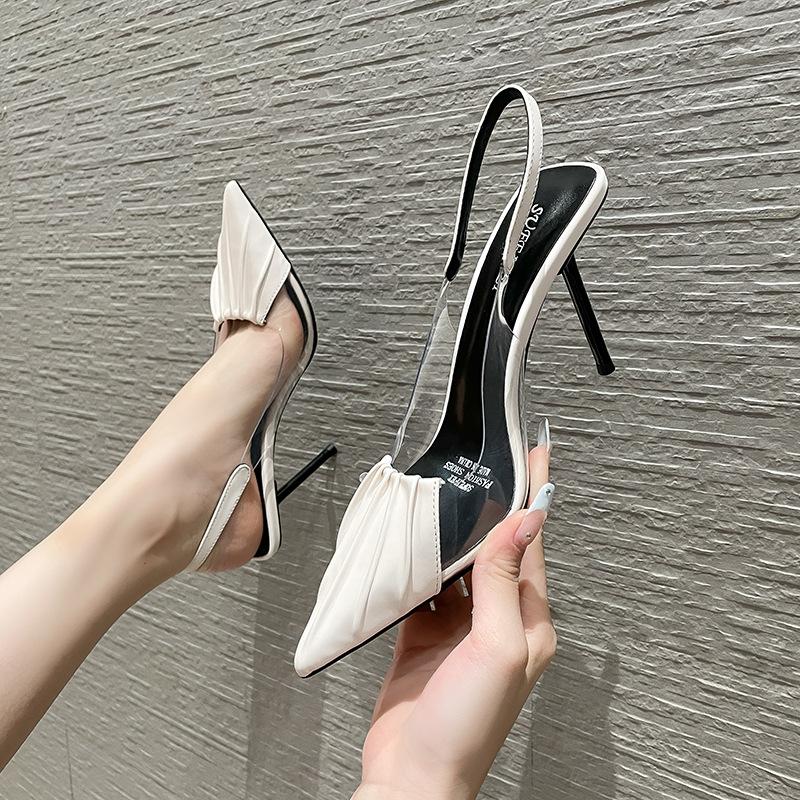 Pointy Student Style Female High Heels 2024 Summer New Net Red Slim Heel Shoes