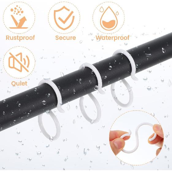 24pcs Quiet Plastic S Hooks for Hanging, Multi-Purpose Abs Hooks for Closet, Shower Rod, Plant, Pot and Pan, Coffee Mug, Easy Twist & Rust-Free Holds