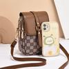 Women Mini Crossbody Phone Bag Flap Vintage Monogram PU Leather Double Zip Small Shoulder Bag with Adjustable Strap High Quality