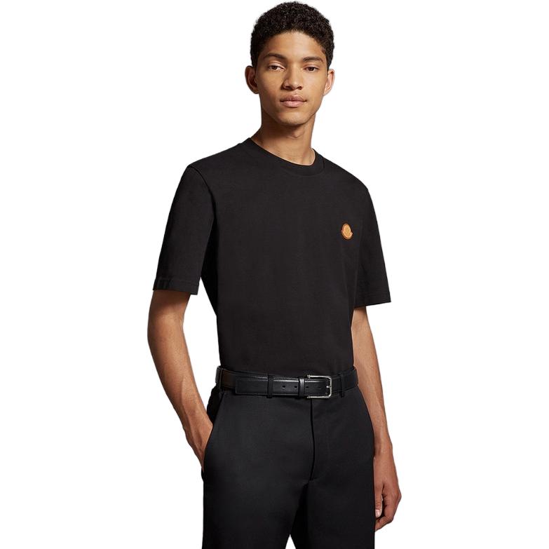 Moncler Solid Logo Crew Neck Short Sleeve T-Shirt Men T-Shirts Black 120918C000518390T999
