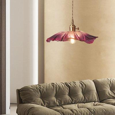 Współczesna lampa wisząca w kwiaty ze szklanym kloszem do dekoracji domu