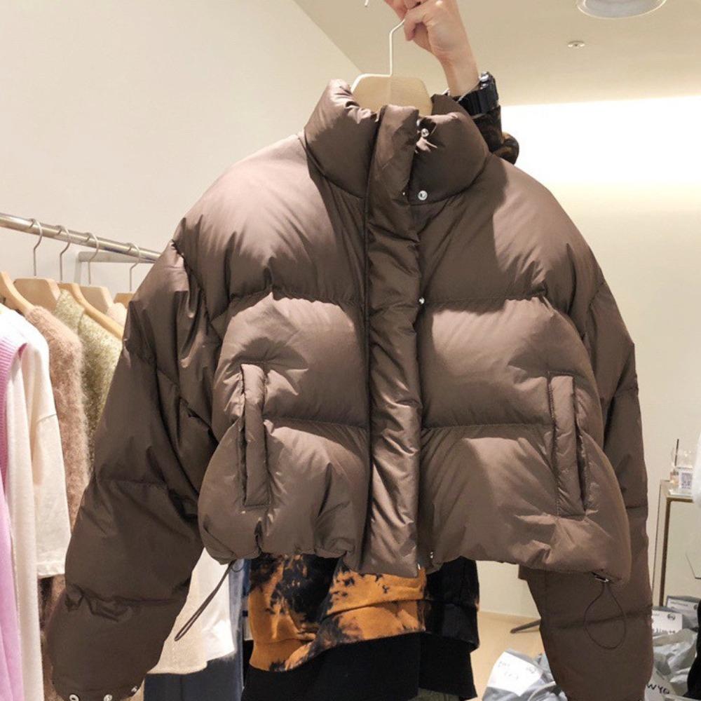 Small Korean Version of the New Cotton-padded Jacket for Women, Short Stand-up Collar, Loose Fashion Glossy Cotton-padded Jacket for Women