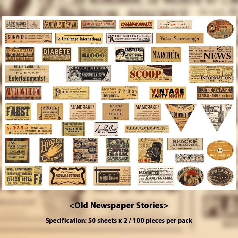 

100Pcs Scrapbook Diy Handmade Aesthetic Decals Find Memory Series Retro Label Stickers Creative Decoration Supplies A7