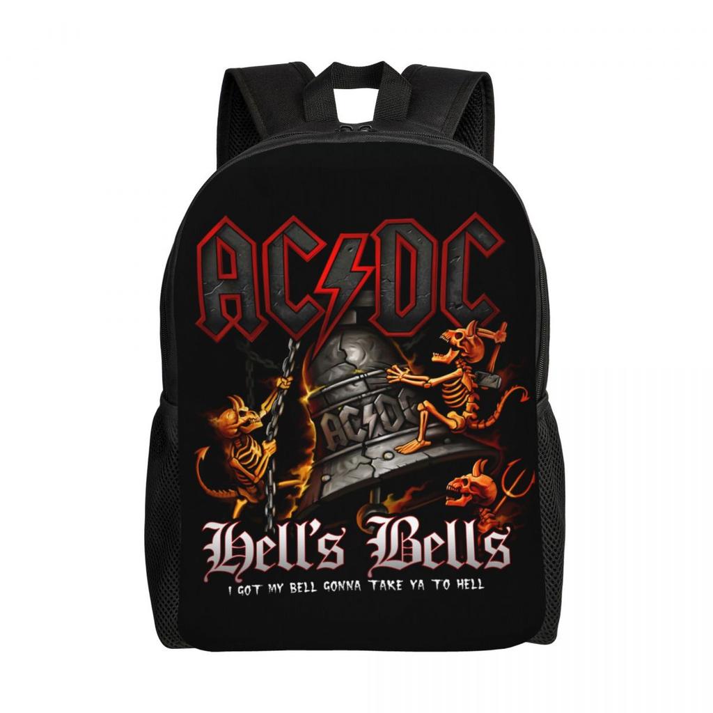Hells Bells AC DC Sacs à dos pour Femmes Hommes Résistant à l'eau Collège École Vintage Rock Sac Impression Sacs à livres