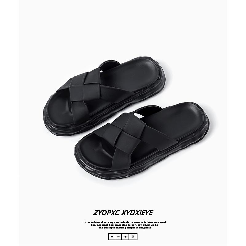 2025 summer new fashionable atmospheric cool slippers flat bottom cross belt outside wear European and American beach shoes 4889-B