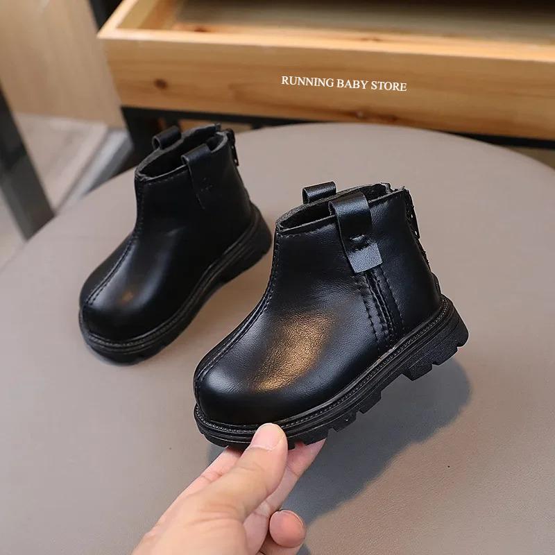

New Trend Back Zipper chimney boots for toddler girl Cozy Velvet Newborn Baby Boy Short Boots Winter Birthday Party Shoes I07236 15 чорний