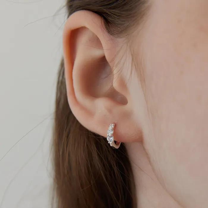 (Silver 925) Crescendo Crystal Toy Hoop Earrings EC1975