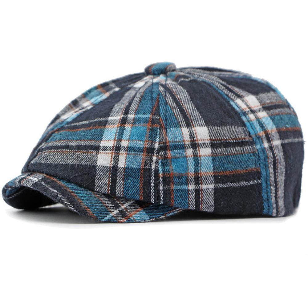 HT4670 Mens Berets Women Artist Painter Octagonal Beret Hats Male Female Ivy Flat Cap Spring Autumn Adjustable Plaid Beret Caps
