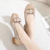 Fashion Women's Shoes Ladies Pumps Block Heel Moccasins Square Toe with Medium Heels Chunky Wholesale Vacation Summer 2025 on Sale Young