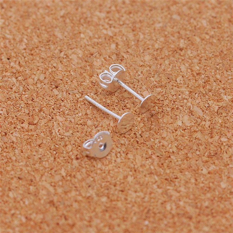

925 Silver Ear Studs Ear Stud Accessories Silver Ear Studs Half Silver Stud Earrings Flat Head Stud Earrings DIY Pearl Ear Studs Empty Holder Material 4mm1 pair (including earplugs)
