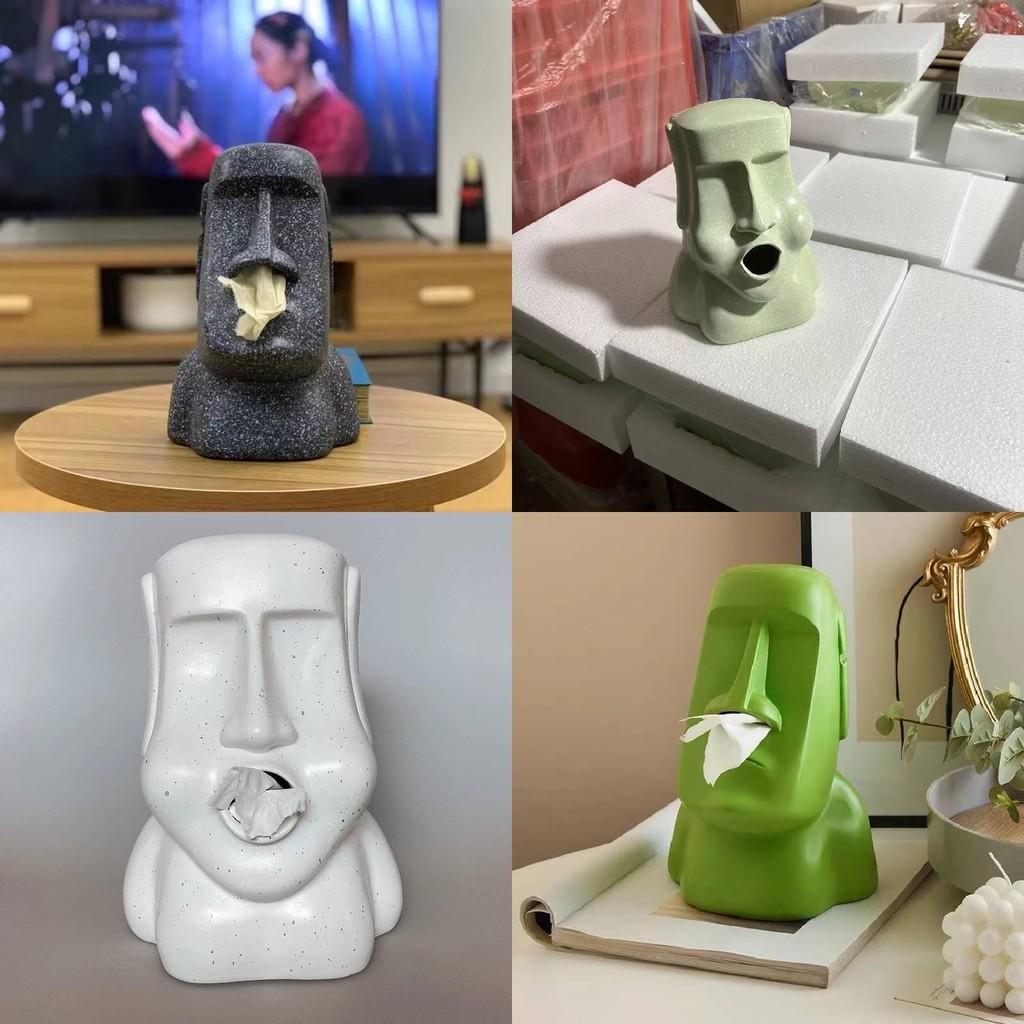Unikátní soška Moai Krabička na kapesníky Kreativní dekorativní držák do jídelny a obývacího pokoje