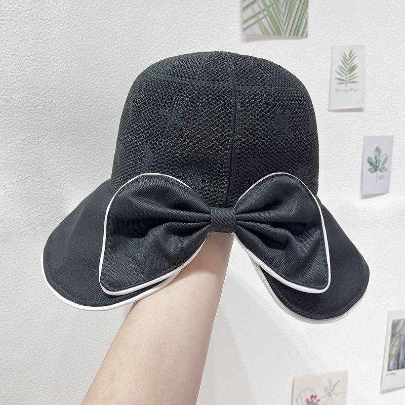Bow Decor Bucket Hat Color Block Wide Brim Hats Summer Breathable Sunscreen Fisherman Hats Suitable for Seaside Travel