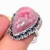 Anello Gioiello Fatto a Mano in Argento Sterling 925 con Gemma Tzulite Rosa Misura 8.5 SU-11464