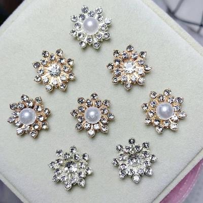 10pz Cabochon Fiocco di Neve Base Metallica Strass Glitter Strass Bottoni per Abbigliamento Scarpe Borse Accessori Artigianato Fai da Te 16*16MM