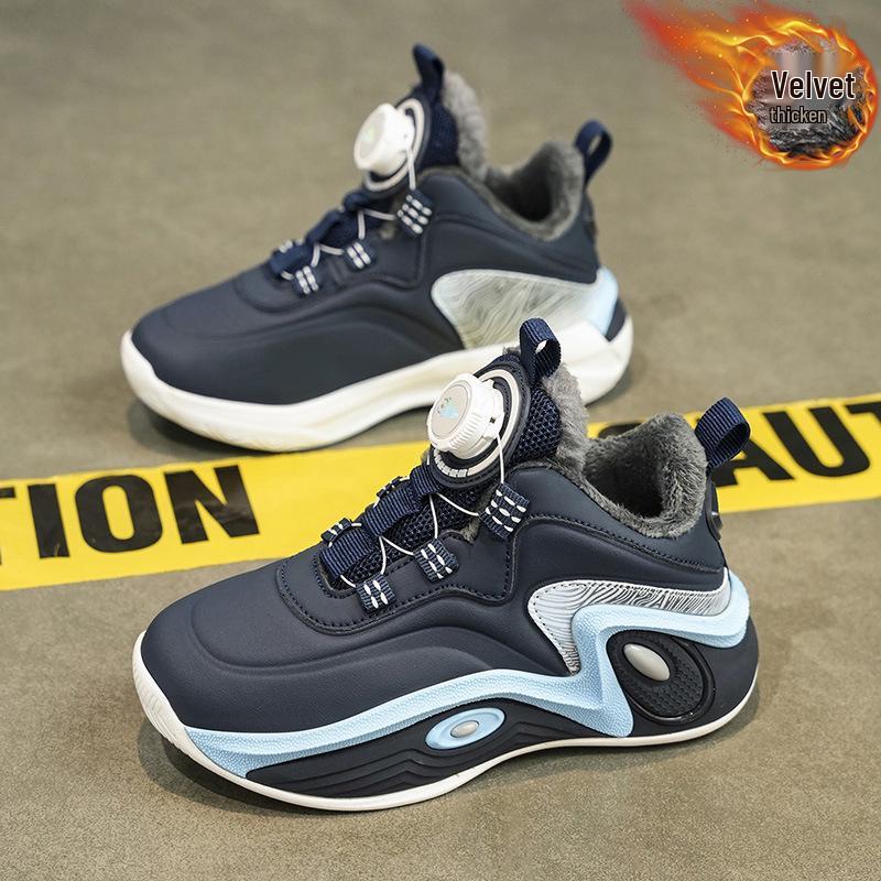Chaussures de Basketball d'Hiver 2025 pour Garçons en Coton - Doublure en Velours, Antidérapantes, Résistantes à l'Usure, Chaudes, Chaussures de Sport pour Grands Enfants
