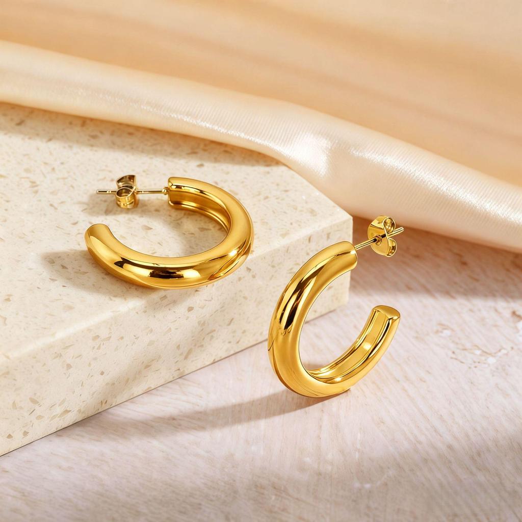 Titanium Steel Light Luxury Colorfast Hoop Earrings with High-End Feel