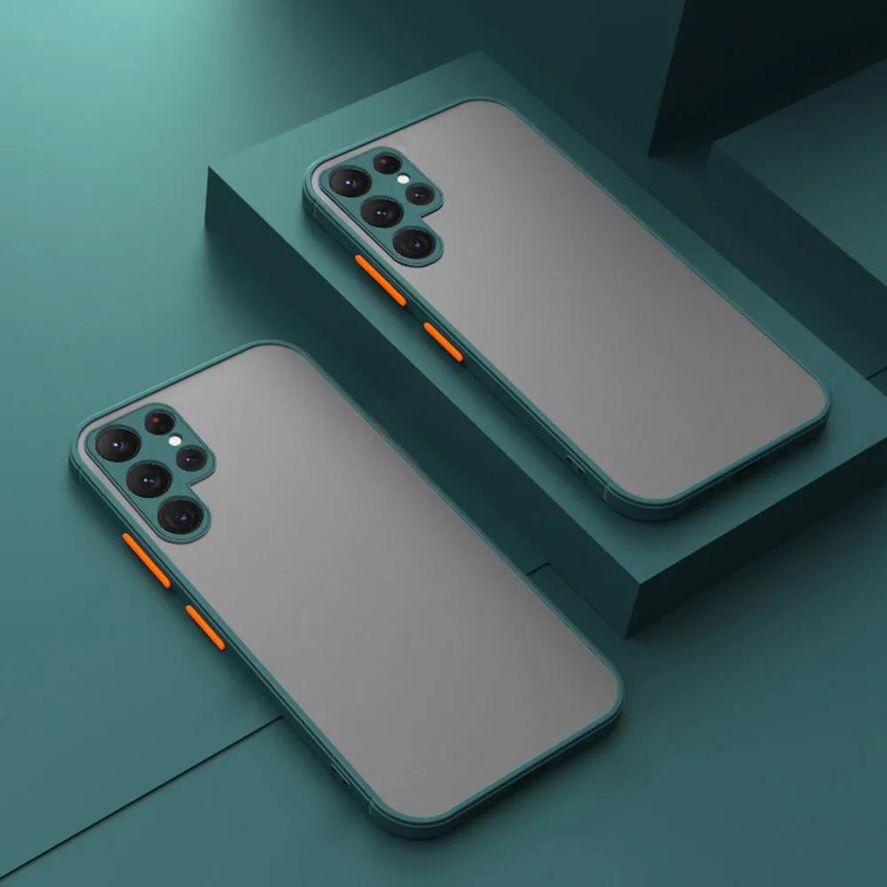 Matte Armor Shockproof for Samsung Galaxy S23 S22 S21 S20 FE Note 20 10 Ultra Phone Case Colorful Transparent Back Full Protection Cover