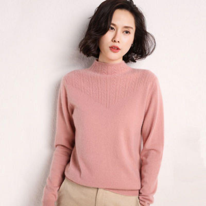 Semi-turtleneck Sweater Women's Short Pullover Loose and Thin Outer Wear Knitted Sweater Warm Inner with Thickened Bottoming Shirt