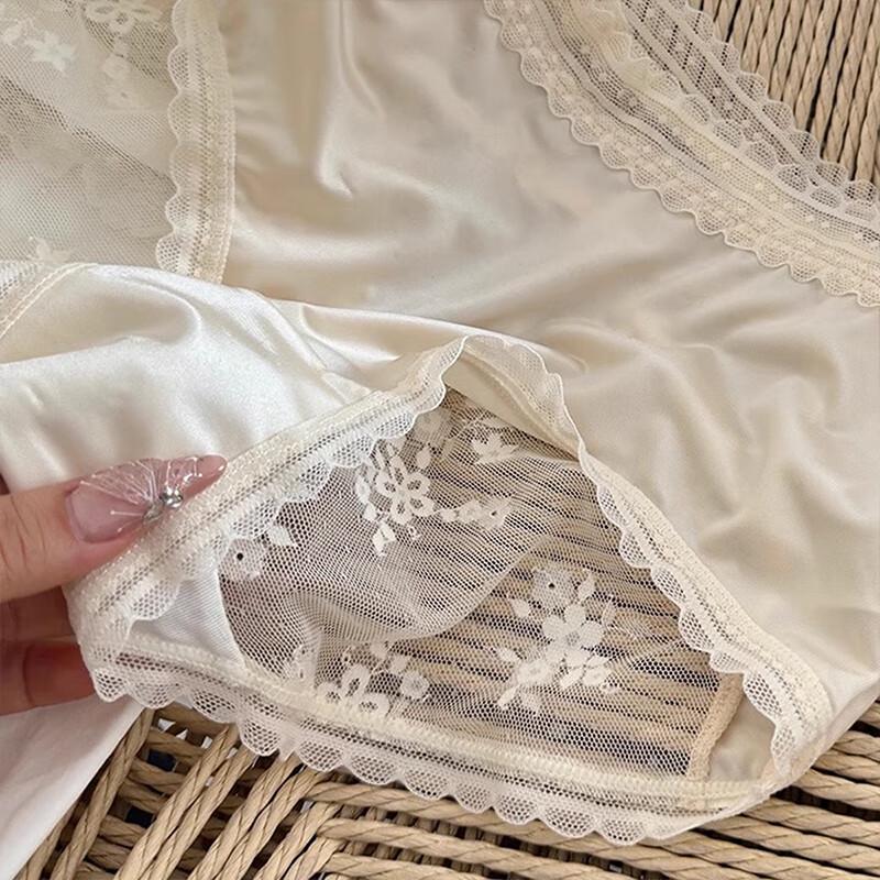 Tingmei Damen Sexy Spitzen-Slips mit Maulbeerseidenzwickel (3 Pack)