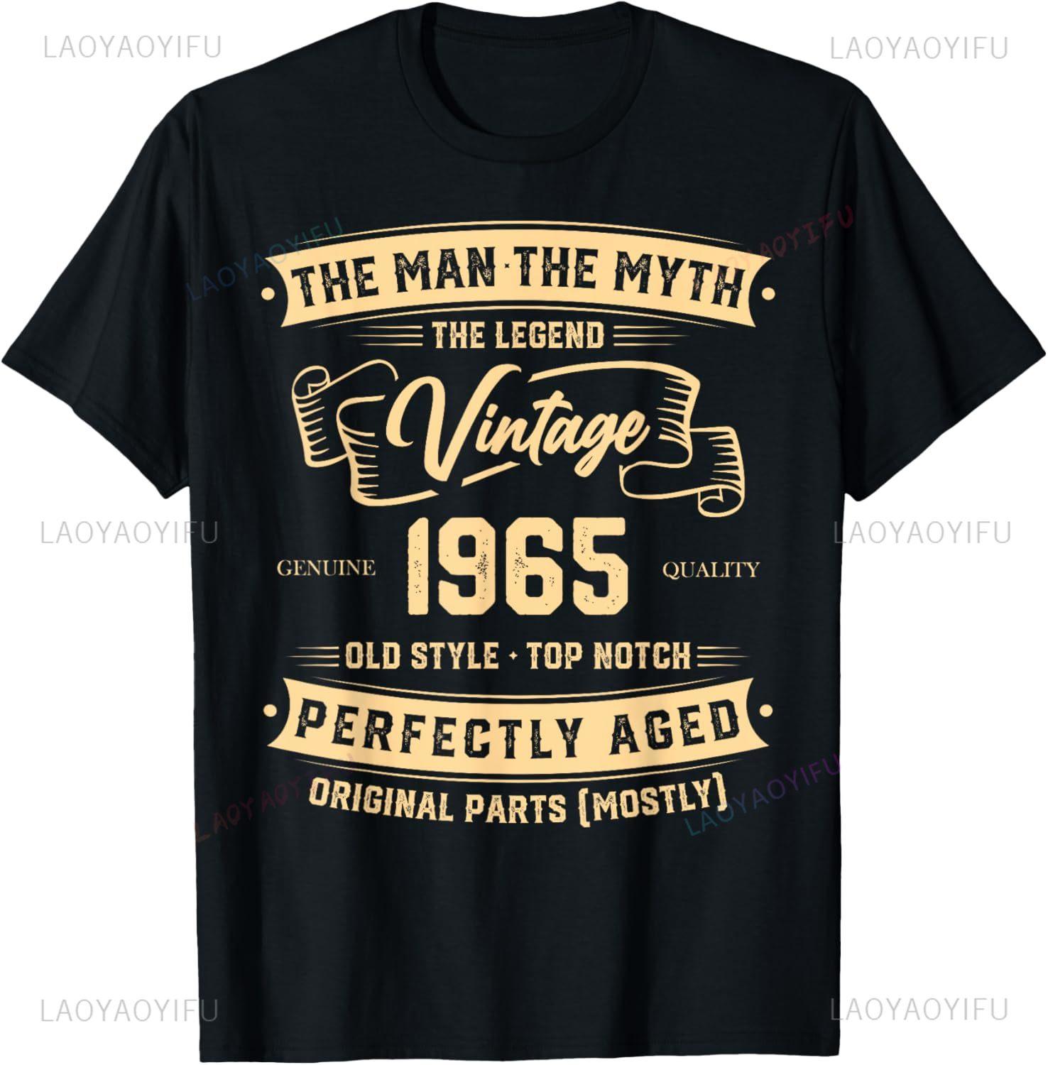 Vintage 60th Birthday Decorations Unisex Funny 1965 60 Birthday TShirt Custom Printed Graphic T Shirts Casual Camiseta Hombre S