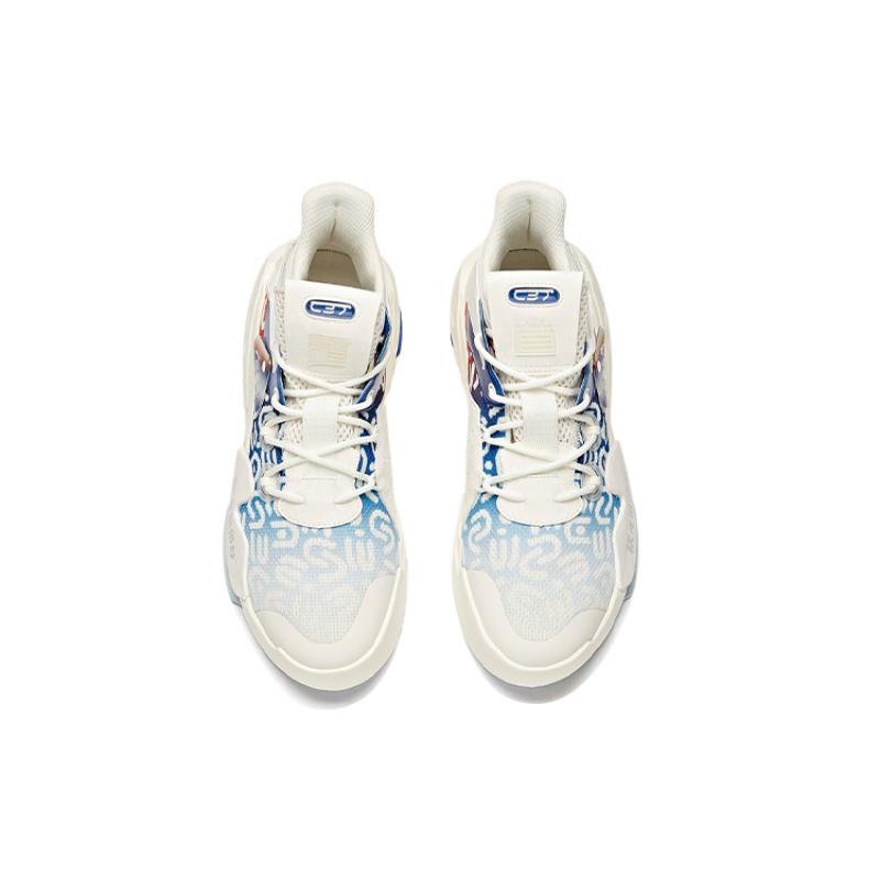 Anta C37 Series Mid-Top Skateboard Shoes Men's White Blue Sneakers 912118089-1