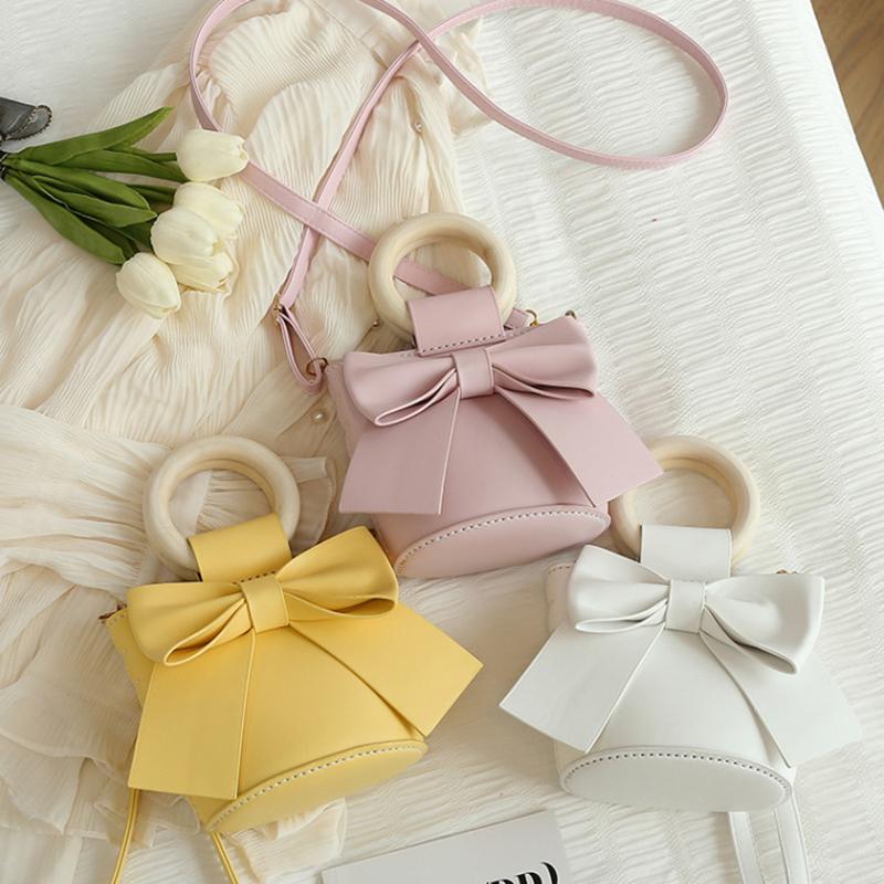 DIY Leather Bucket Bag Making Kit Cute Bowknot Handbag Sewing Materials for Women Handmade Crossbody Shoulder Bags Accessories